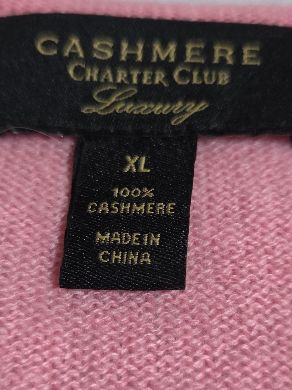 100% Cashmere Light Pink & Gray Striped V-Neck Collegate XLSweater - Picture 3 of 3